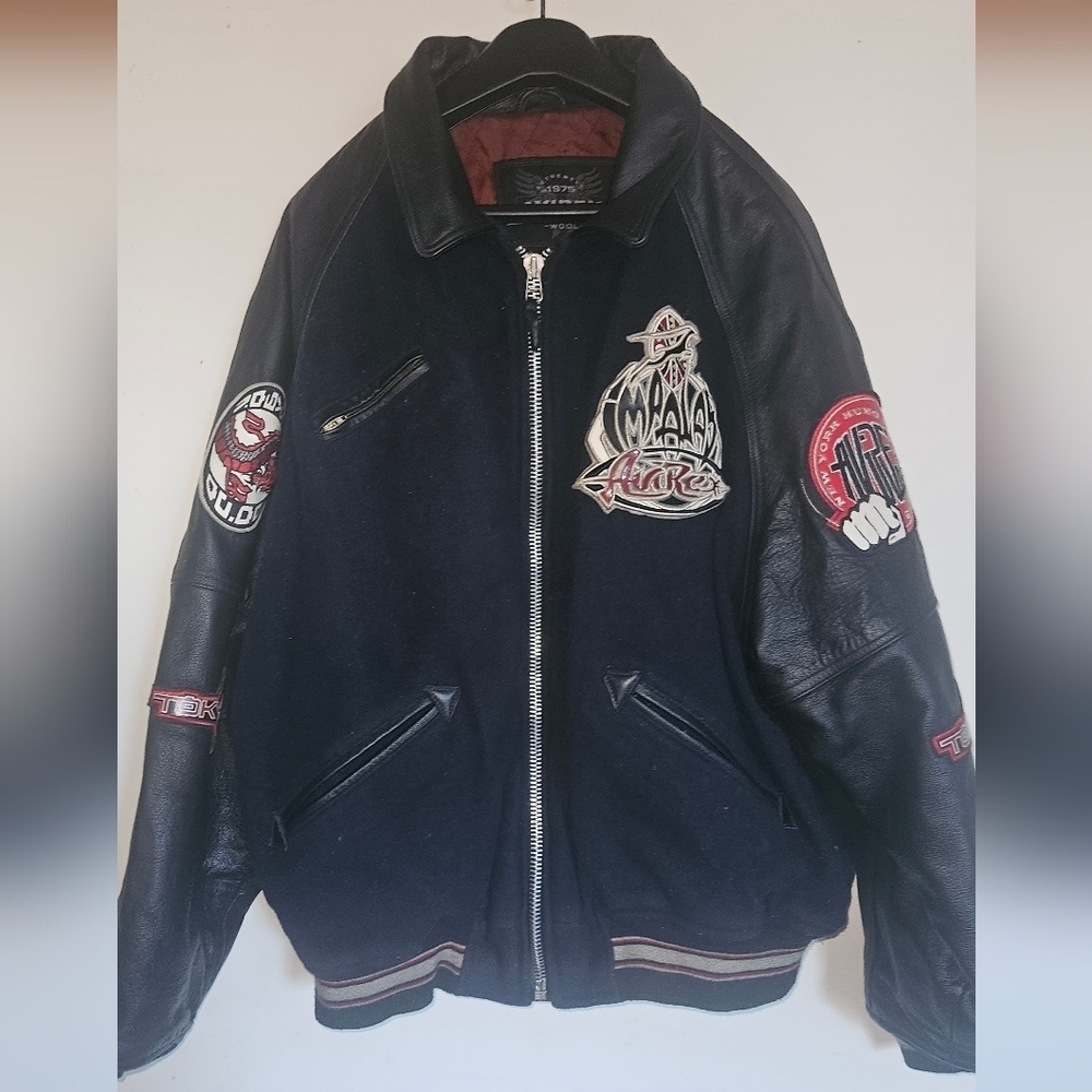 Vintage Avirex Wool & Leather Varsity Bomber Jacket – Made in USA – Size 2XL